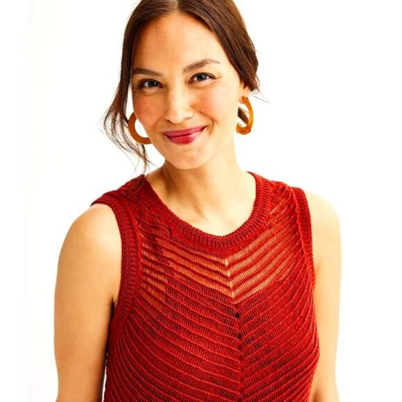 Nine West Women's Burgundy 2-Piece Crochet Knee Length Dress XXL - Picture 3 of 5